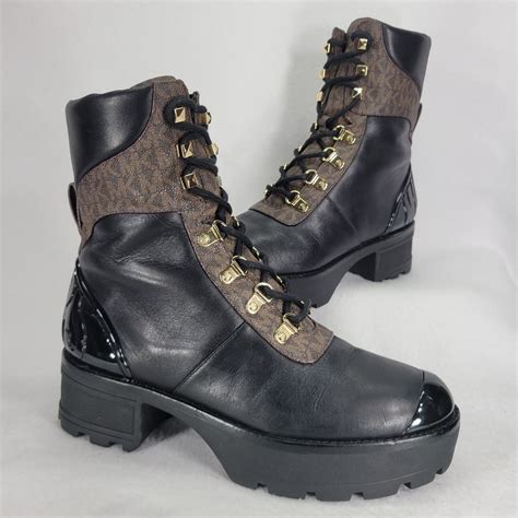 michael kors khloe leather combat boot|More.